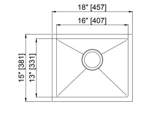 Rectangular Stainless Steel Corner Kitchen Sink Durable Nano Sliver 1.2 think