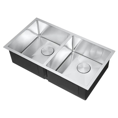 Wastafel Dapur Stainless Steel Mangkuk Ganda Persegi Panjang Berkualitas Tinggi