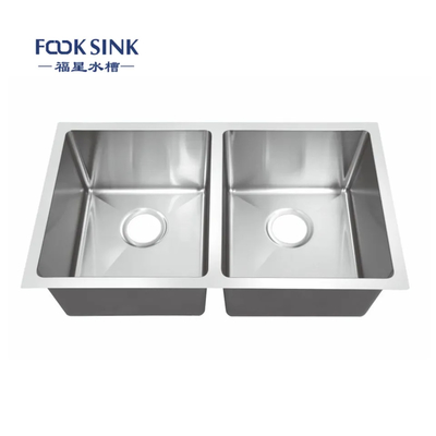 Barang Populer Undermount Double Wastafel Stainless Steel Wastafel Dapur Buatan Tangan
