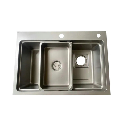 Pabrik Kirim Wastafel Buatan Tangan Stainless Steel Tahan Lama Topmount Pressed Drawn Vietnam China Sink