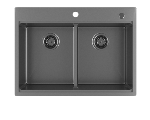 FOOK SINK Handmade Top Mount 304 Stainless Steel Double Bowl Kitchen Sink dengan Ledge