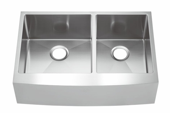 FOOK SINK Double Bowl 304 Buatan Tangan Stainless Steel Rumah Apron Wastafel Dapur
