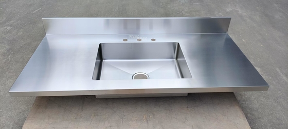 Meja Kerja Stainless Steel 304/316 Wastafel Komersial Meja Atas