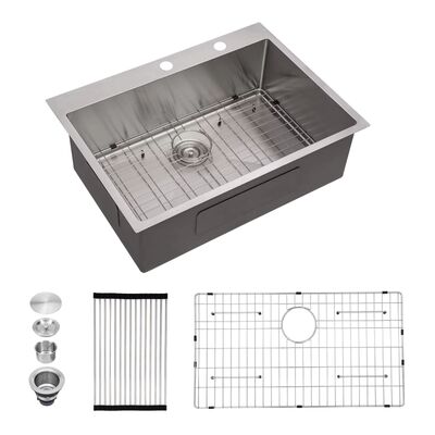 Bak Cuci Dapur Stainless Steel 304 Tren Baru Penjualan Panas Amazon Ukuran Kustom 30''x22'' Dalam-di Bak Cuci Dapur Pemasangan Atas Komersial Evier De Cuisine