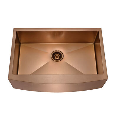 Wholesale Gold Antique Bronze Apron Sink Custom Color Heavy Duty Thick Kitchen Sink Stainless Steel 304 Food Grade Single Bowl Farmhouse Sinks