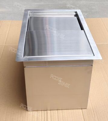 Bakul Es Terisolasi Berkualitas Tinggi Dengan Permukaan yang Disikat 304 Stainless Steel Ice Bin Container Disesuaikan Kapasitas Besar Outdoor Camping Ice Bin
