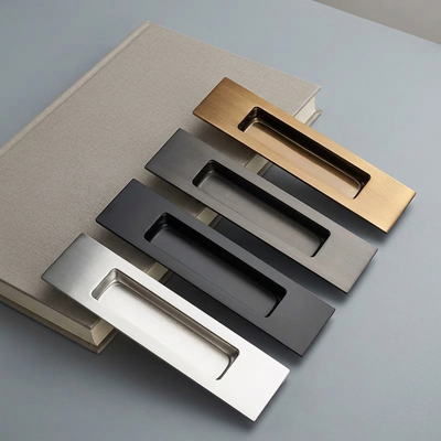Custom Luxury Rectangular 304 Stainless Steel Sliding Door Handle Pabrik grosir Flush Pull Handle Matte Hitam