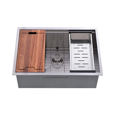 Oem Odm 32x18x9inch Ledge Workstation Handmade Under Counter Dapur wastafel Dengan Cuttingboard & Basket SS304 Stainless Steel wastafel Cuci Basin Amazon Hot Sale Fregaderos De Cocina